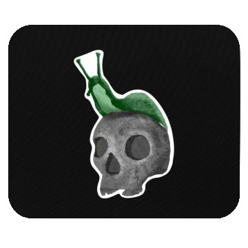 Discover Green Snail on Skull Illustration Mouse Pads