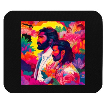 Discover Two men standing in colorful psychedelic nature Mouse Pads