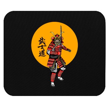 Discover Japanese samurai warrior yellow mask Mouse Pads
