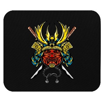 Discover Japanese samurai warrior devil yellow mask Mouse Pads