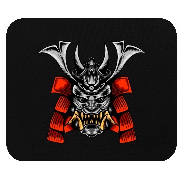 Discover Japanese samurai warrior devil grey and red mask Mouse Pads