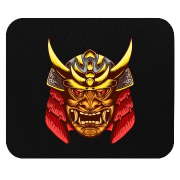 Discover Japanese samurai warrior devil yellow and red mask Mouse Pads