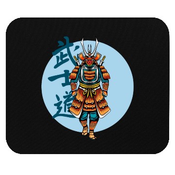 Discover Japanese samurai warrior Bl Moon mask Mouse Pads