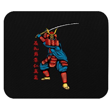 Discover Japanese samurai warrior red writing mask Mouse Pads