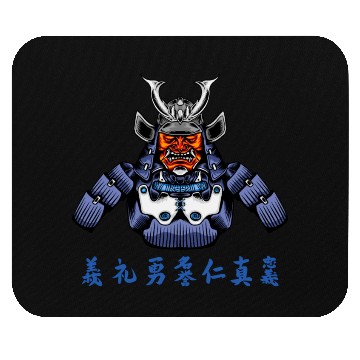 Discover Japanese Samurai Warrior Blue Devil Mask Mouse Pads
