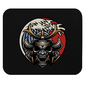 Discover Samurai japan graphic grey mask Mouse Pads