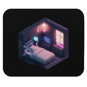 Discover Isometric Voxel Bedroom - Synthwave Future Room Mouse Pads