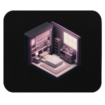 Discover Isometric Voxel Bedroom - Synthwave Future Render Mouse Pads