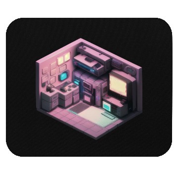 Discover Synthwave Isometric Voxel Bedroom - Future Room Mouse Pads