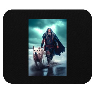 Discover Viking Warrior and Wolf Ultra Realistic Poster Mouse Pads