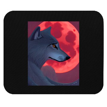 Discover A Grey Wolf Staring at a Blood Moon Mouse Pads