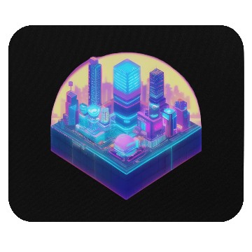 Discover Small City Block - Isometric Style - Retro Sunset Mouse Pads