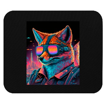 Discover Retro Futuristic Synthwave Fox Mouse Pads