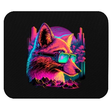 Discover Retro Futuristic Synthwave Fox Mouse Pads