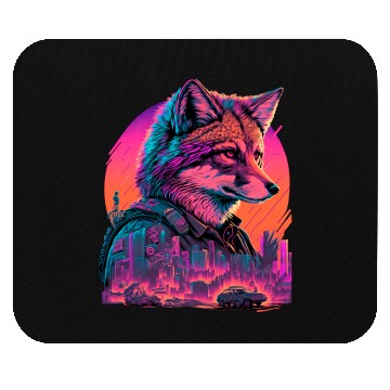 Discover Retro Futuristic Synthwave Fox Mouse Pads
