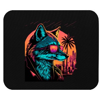 Discover Retro Futuristic Synthwave Fox Mouse Pads