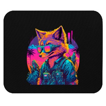 Discover Retro Futuristic Synthwave Fox Mouse Pads