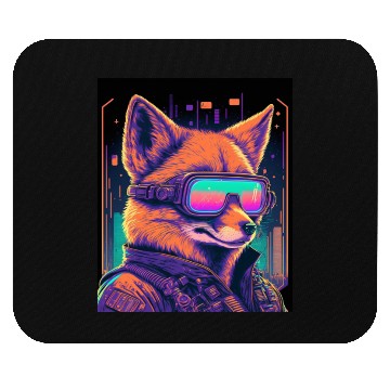 Discover Retro Futuristic Synthwave Fox Mouse Pads