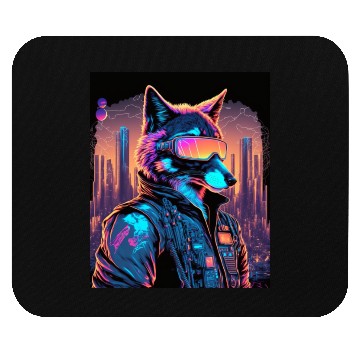 Discover Retro Futuristic Synthwave Fox Mouse Pads