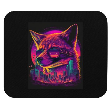 Discover Retro Futuristic Synthwave Fox Mouse Pads