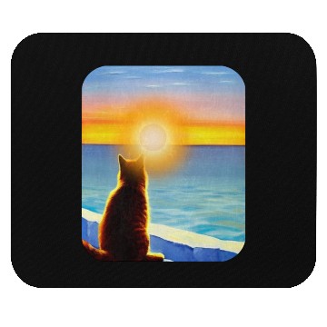 Discover Cat watching sunset Classic Mouse Pads