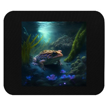 Discover A toad in a creek the toad has blue glowing eyes Mouse Pads