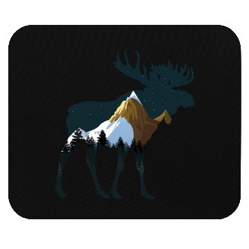 Discover Night Forest Moose Mouse Pads