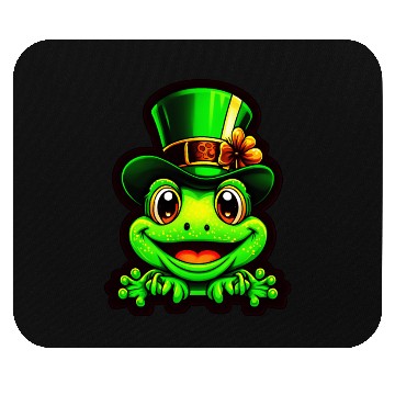 Discover Grinning Frog Wears St. Patrick Day Top Hat Mouse Pads