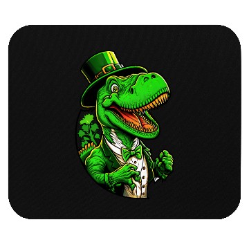 Discover St Patricks Day T-rex Dinosaur With Top Hat Mouse Pads
