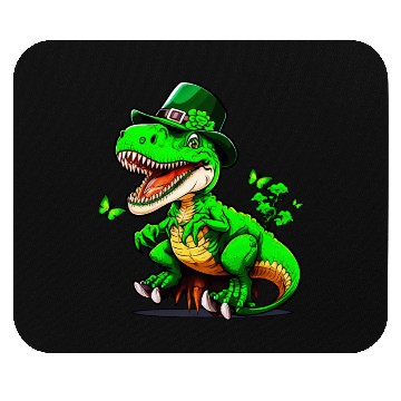 Discover St. Patrick Day T-rex Dinosaur With Hat Mouse Pads