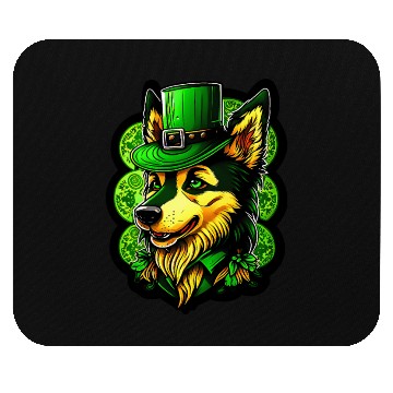 Discover Cuddly Wolf St. Patrick's Day Hat With Green Eyes Mouse Pads