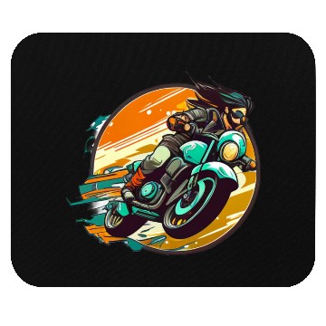 Discover Man Riding Green Motorcycle Mouse Pads