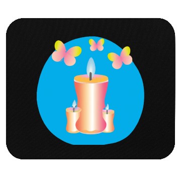 Discover Pink candles with a blue background Mouse Pads