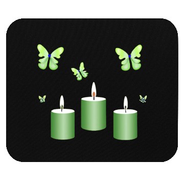 Discover Green candle with butterflies Mouse Pads