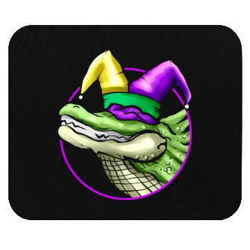 Discover Crocodile with Jester Hat for Mardi Gras Mouse Pads