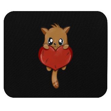 Discover cat with Heart Mouse Pads