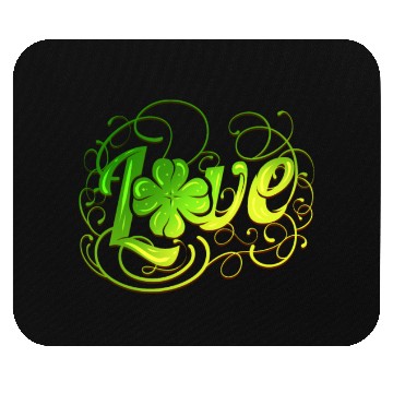 Discover Green Love Logo With A Four Leaf Clover For St Mouse Pads