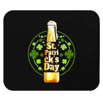 Discover Stylized Beer Bottle And Shamrocks For St Mouse Pads