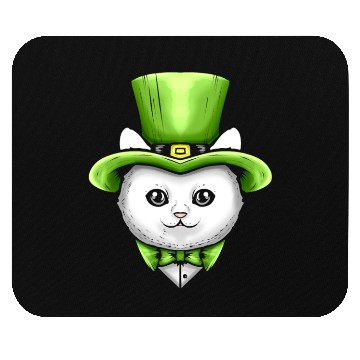 Discover Cute Kawaii Cat With Leprechauns Hat On St Mouse Pads
