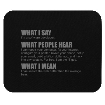 Discover What I say I m a software developer what people he Mouse Pads