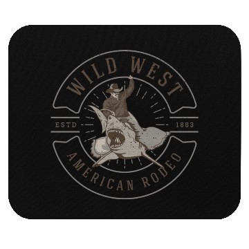 Discover Cowboy Rides a Shark Mouse Pads
