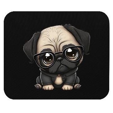 Discover Sweet cute cartoon pug Mouse Pads