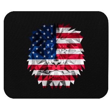 Discover Geometric Lion Polygon Style with American Flag Mouse Pads