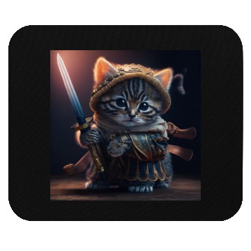 Discover Cat as a warrior holding a sword Mouse Pads