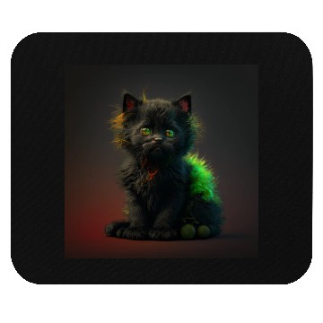Discover Cute black kitten blended with a wicked spider Mouse Pads