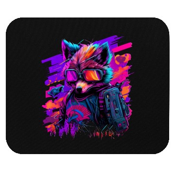 Discover cyberpunk synthwave cool fox Mouse Pads