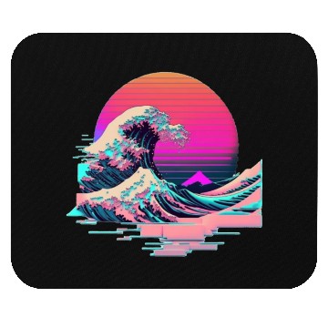 Discover Vaperwave Aesthetic Glitch Great Wave Retrowave Sy Mouse Pads