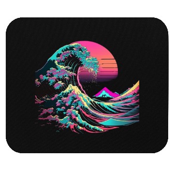 Discover Vaperwave Aesthetic Glitch Great Wave Retrowave Sy Mouse Pads
