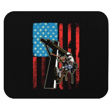 Discover US Flag Lineworker Patriotic Lineman Mouse Pads