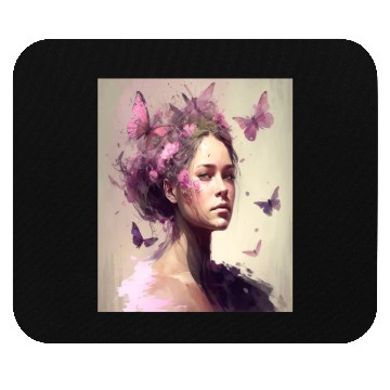 Discover Breast Cancer Survivor Pink Flower Hair Girl Mouse Pads